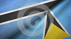 Botswana and Saint Lucia two flags textile cloth, fabric texture