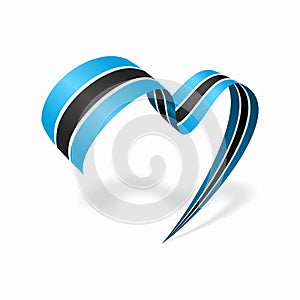 Botswanan flag heart shaped ribbon. Vector illustration.