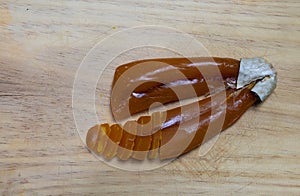 Bottarga, the dried, pressed roe of the mullet, used in the sardinian cooking