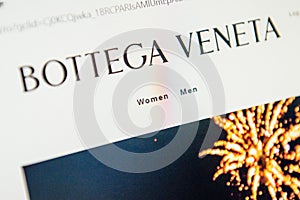 Bottega Veneta Web Site. Selective focus.
