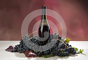 Bottiglia di vino con uva