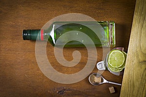 Bottle with absinthe