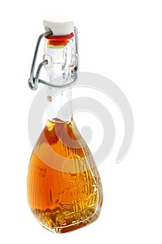 Bottle of alcoholic beverage with honey.