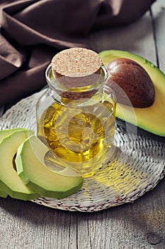 Bottle of avocado essential oil