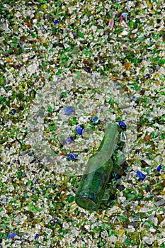 Bottle awaiting attention at a recycling centre UK