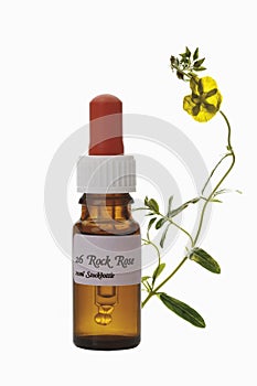 Bottle with Bach Flower Stock Remedy, Rock rose (Cistaceae)