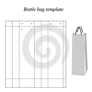 Bottle bag template, vector, isolated on white background