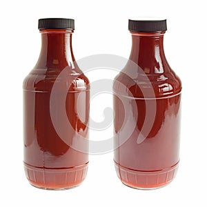 Bottle of barbecue sauce on white