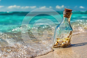 Bottle on the beach Ai photo