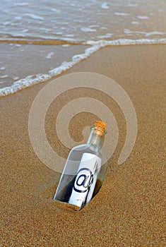 Bottle on the beach, @, e mail