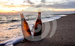 Bottle beer on the beach