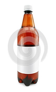 Bottle of beer drink with blank label isolated