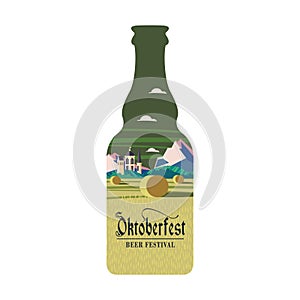 A bottle of beer. Vector colorful illustration. Beer festival, Oktoberfest