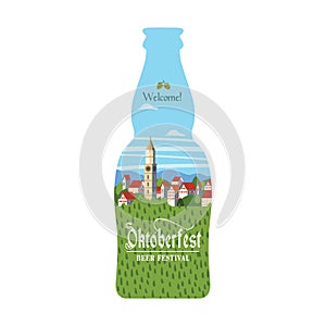 A bottle of beer. Vector colorful illustration. Beer festival, Oktoberfest