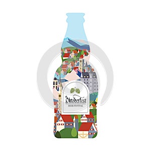 A bottle of beer. Vector colorful illustration. Beer festival, Oktoberfest