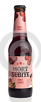 Bottle of Belgian Mort Subite Kriek Lambic fruit beer