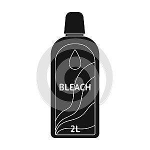 Bottle of bleach. Dry cleaning single icon in black style vector.