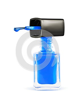 Bottle of blue nail polish