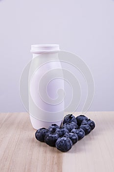 Bottle of blueberry probiotic yogurt drink