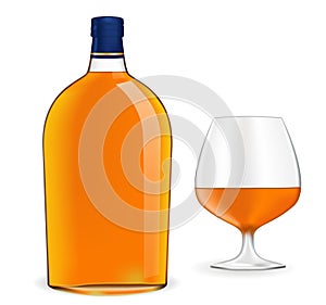 Bottle of brandy and snifter