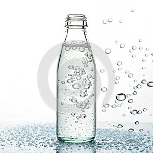 Bottle with bubbles isolated on white background