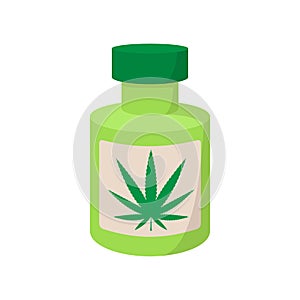 Bottle with buds of medical marijuana icon
