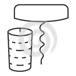 Bottle cap and corkscrew thin line icon. Wine bottle opener and cork outline style pictogram on white background