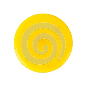 bottle cap plastic yellow isolated on white background