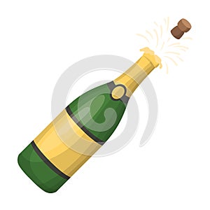 A bottle of champagne with a cork.Party and parties single icon in cartoon style rater,bitmap symbol stock illustration.