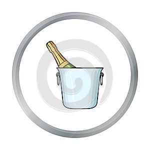Bottle of champagne in an ice bucket icon in cartoon style isolated on white background. Restaurant symbol stock vector