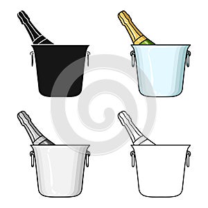 Bottle of champagne in an ice bucket icon in cartoon style isolated on white background. Restaurant symbol stock vector