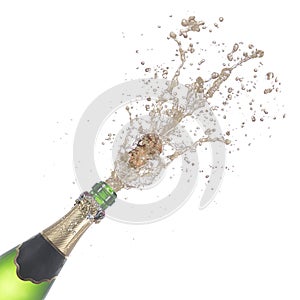 Bottle of champagne popping its cork