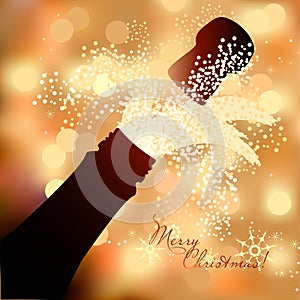 Bottle of champagne to spray on a abstract background