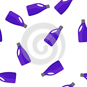 Bottle with chemical substance vector icon. Bottle with detergent, bleach seamless pattern on a white background