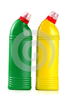 Bottle with cleanser for toilet isolated on white background