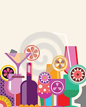 Bottle and cocktail glasses