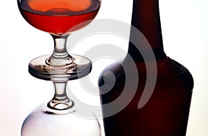 Bottle and cognac glasses