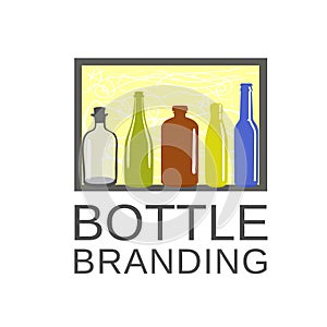 Bottle color art and drink cafe logo