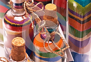 Bottle with colorful sand