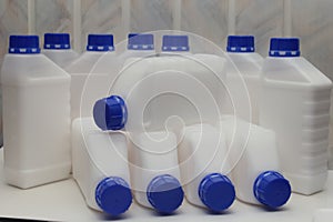 Bottle, container, plastic, white 1 liter