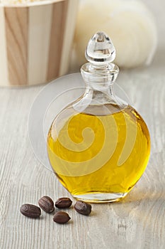 Bottle of cosmetic Jojoba oil