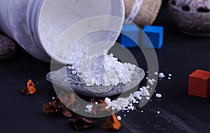 Bottle of creatine monohydrate powder