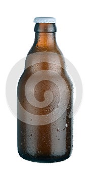 Bottle of dark beer with drops