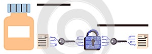 Data Encryption Process with Secure Lock, Digital Documents, and Keys as a Safety Concept