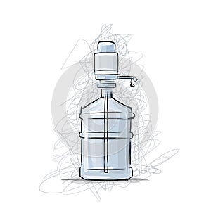 Bottle with distilled water, sketch for your