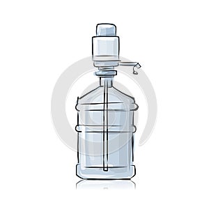 Bottle with distilled water, sketch for your