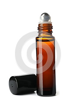 Bottle of essential oil isolated