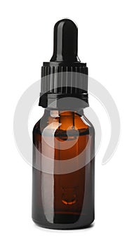 Bottle of essential oil isolated