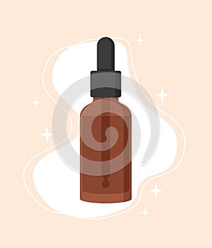 A bottle of face serum. Facial skin care product. Flat vector illustration photo