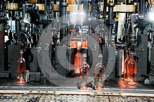 Bottle factory, process of making glass bottles